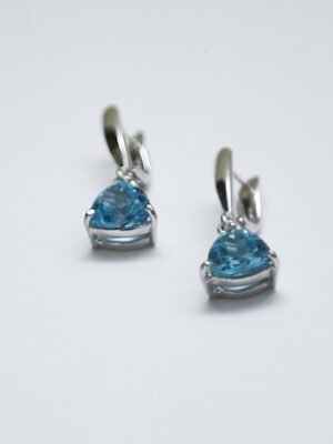 925 Silver Earing with Blue Topaz